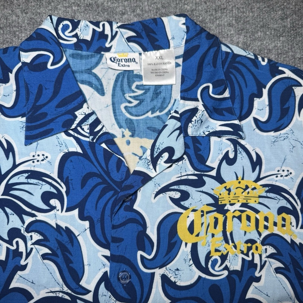 Lot of 2 Corona Beer Hawaiian Shirt Men 2XL Button Up Tropical‎ Beach Vacation - Picture 4 of 13